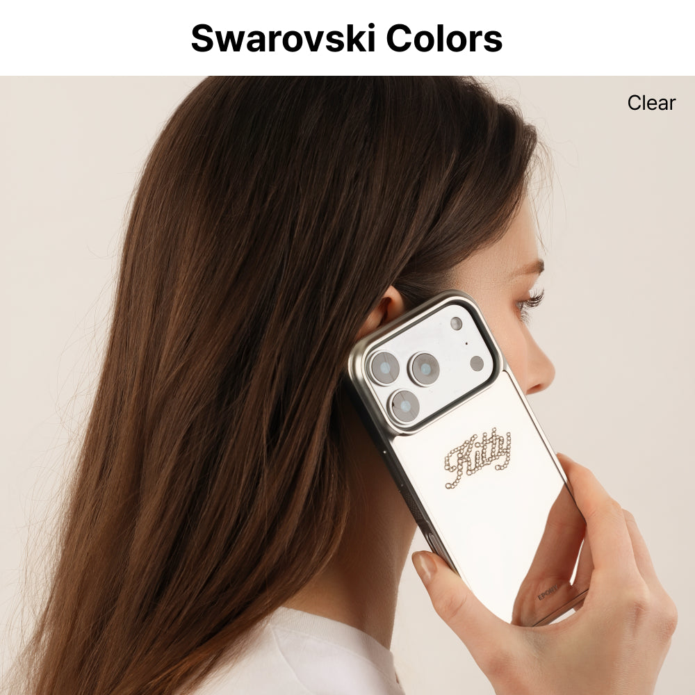 [Two-line initials]Swarovski CUSTOM GLOW PHONE CASE_MIRROR