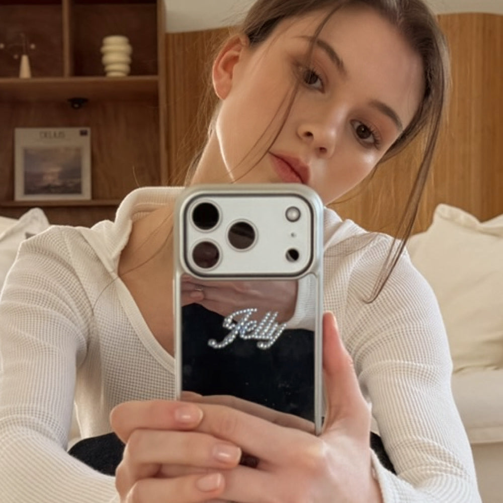 [Two-line initials]Swarovski CUSTOM GLOW PHONE CASE_MIRROR
