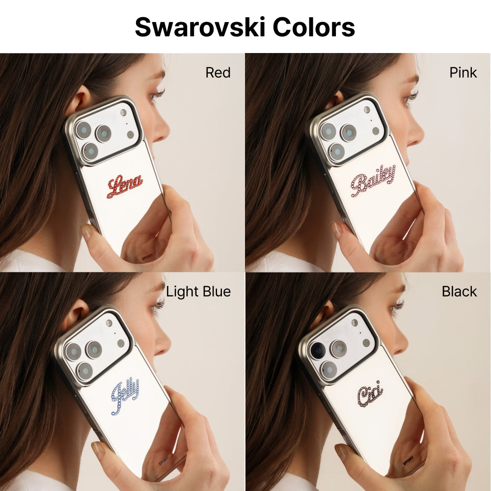 [Two-line initials]Swarovski CUSTOM GLOW PHONE CASE_MIRROR
