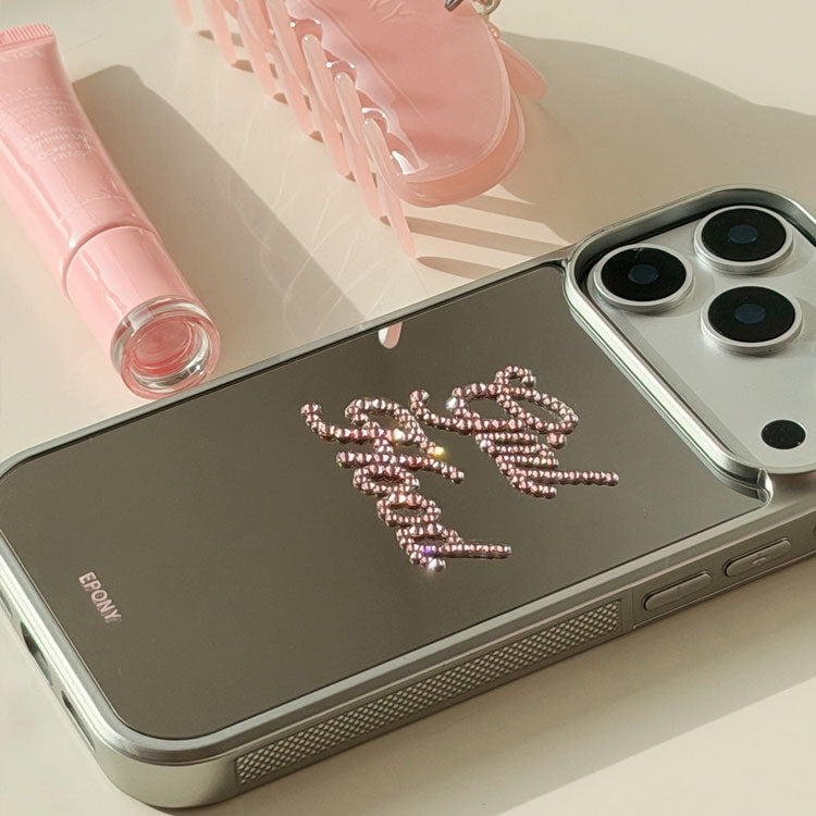 [Two-line initials]Swarovski CUSTOM GLOW PHONE CASE_MIRROR